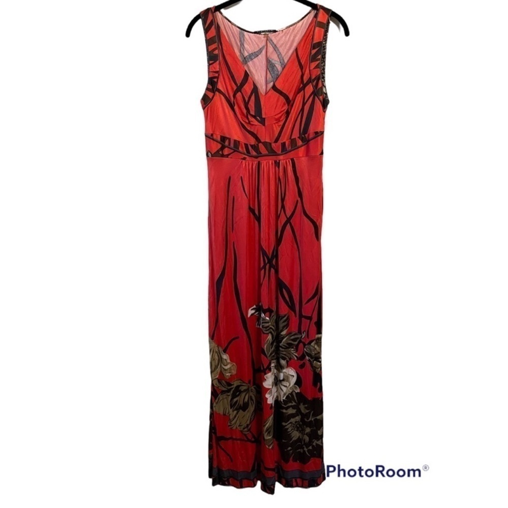 FINALE SALE Elie Tahari Red Floral Maxi Dress Size Xs